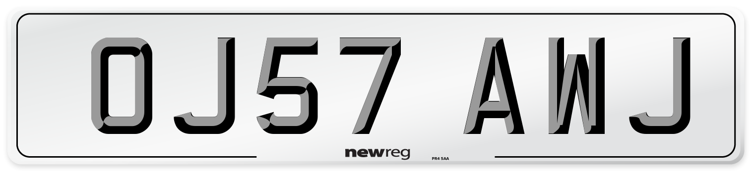 OJ57 AWJ Number Plate from New Reg